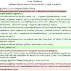 Praca bez umowy to wykroczenie. Dokument opisuje kary za niepotwierdzenie umowy o pracę na piśmie lub niezawiadomienie inspektora pracy.