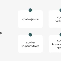 Schemat spółek osobowych: jawna, partnerska, komandytowa, komandytowo-akcyjna.